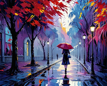 Rainy Evening Stroll – Paint by Numbers Kit