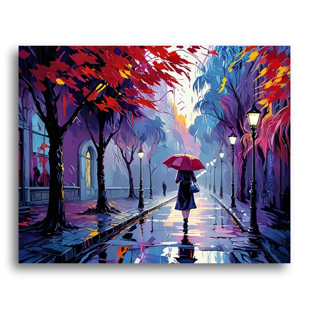 Rainy Evening Stroll – Paint by Numbers Kit