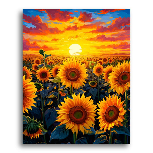 Sunset Sunflower Field – Paint by Numbers Kit