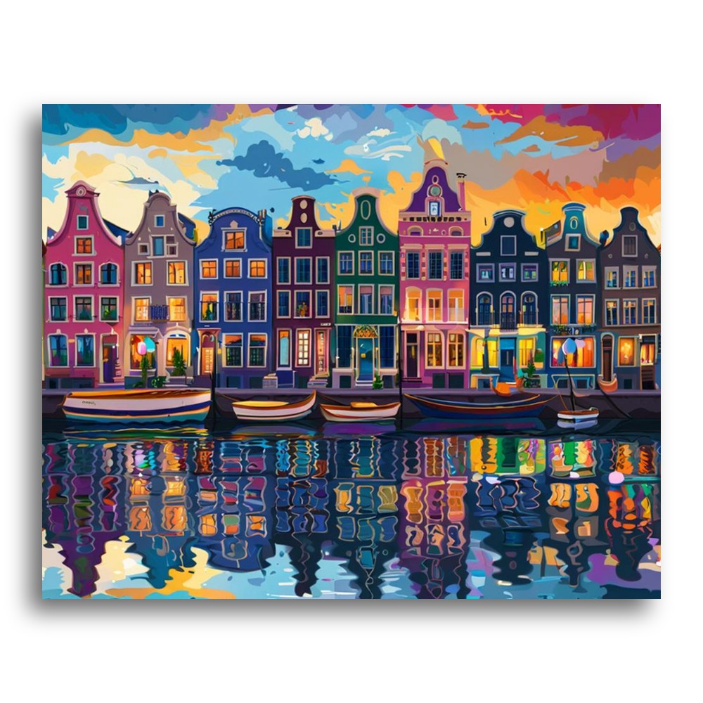 Canal Boats at Dusk – Paint by Numbers Kit