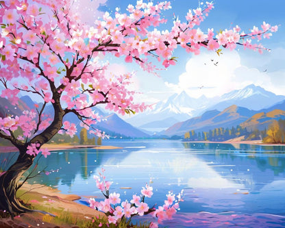 Blossom Lake View – Paint by Numbers Kit