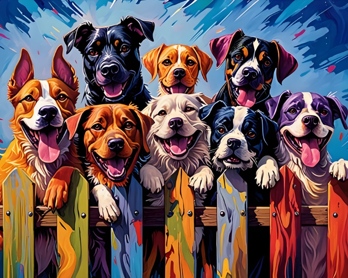 Joyful Dog Gathering – Paint by Numbers Kit