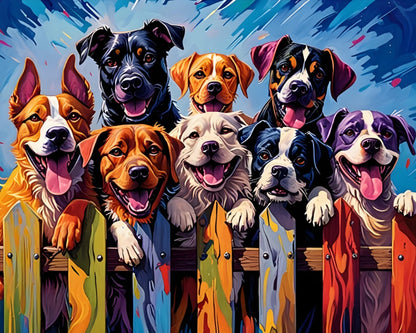 Joyful Dog Gathering – Paint by Numbers Kit