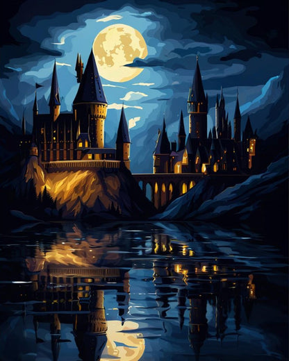 Moonlit Castle Reflection – Paint by Numbers Kit