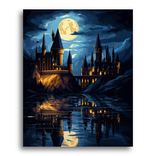 Moonlit Castle Reflection – Paint by Numbers Kit