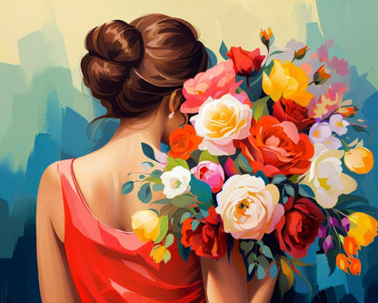Elegant Woman with Roses – Paint by Numbers Kit