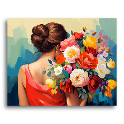 Elegant Woman with Roses – Paint by Numbers Kit