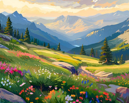 Mountain Wildflower Meadow – Paint by Numbers Kit