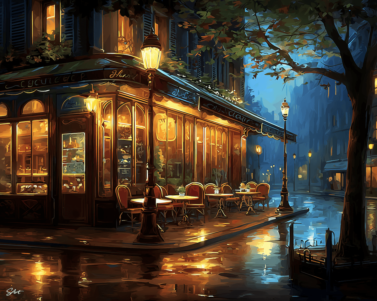 Paris Night Cafe – Paint by Numbers Kit