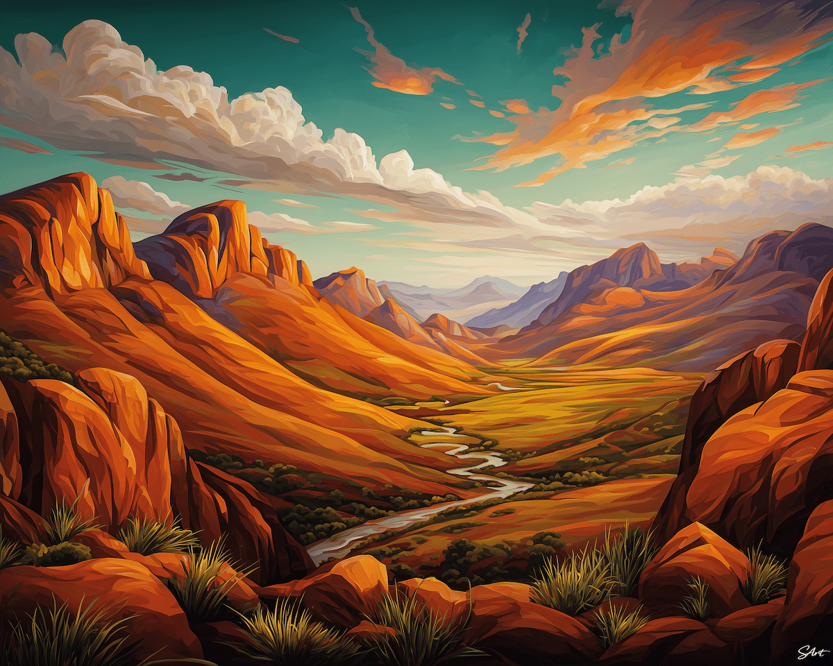Mountain River Valley – Paint by Numbers Kit