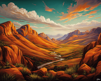 Mountain River Valley – Paint by Numbers Kit