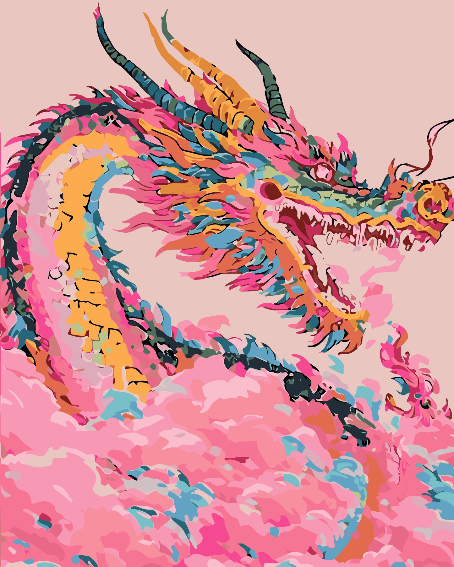 The Pink Dragon - Paint by Numbers Kit