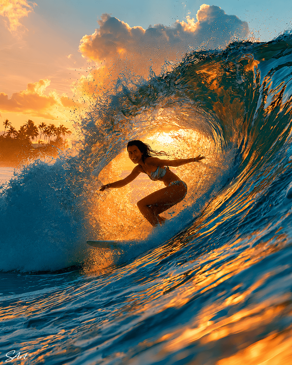 Sunrise Surfing Joy - Paint by Numbers Kit