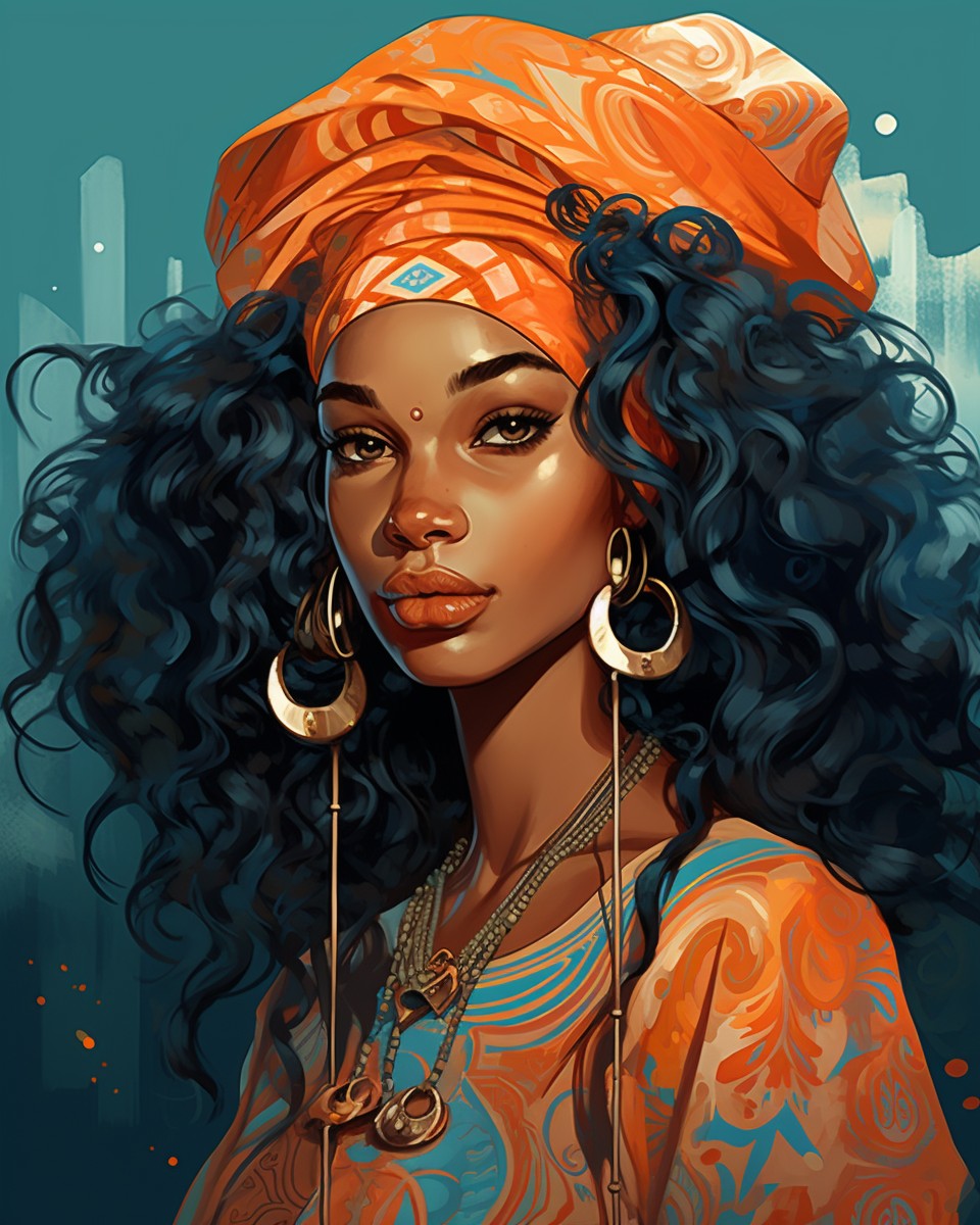 Regal Woman in Orange – Paint by Numbers Kit