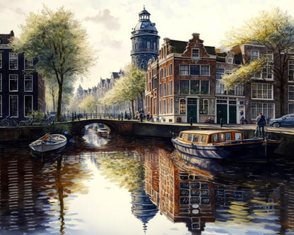 Canal House and Boats – Paint by Numbers Kit
