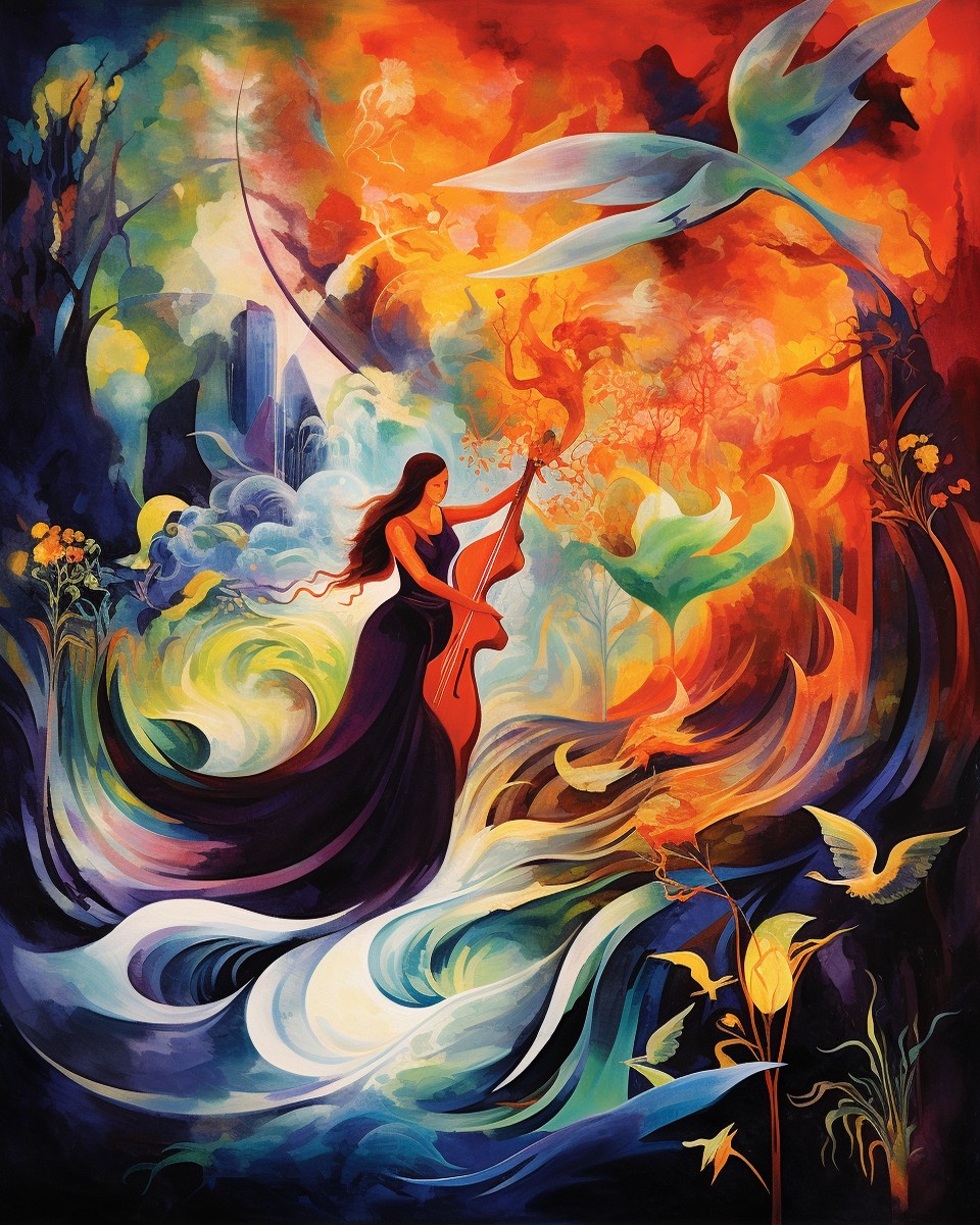 Cellist in Fiery Dream – Paint by Numbers Kit