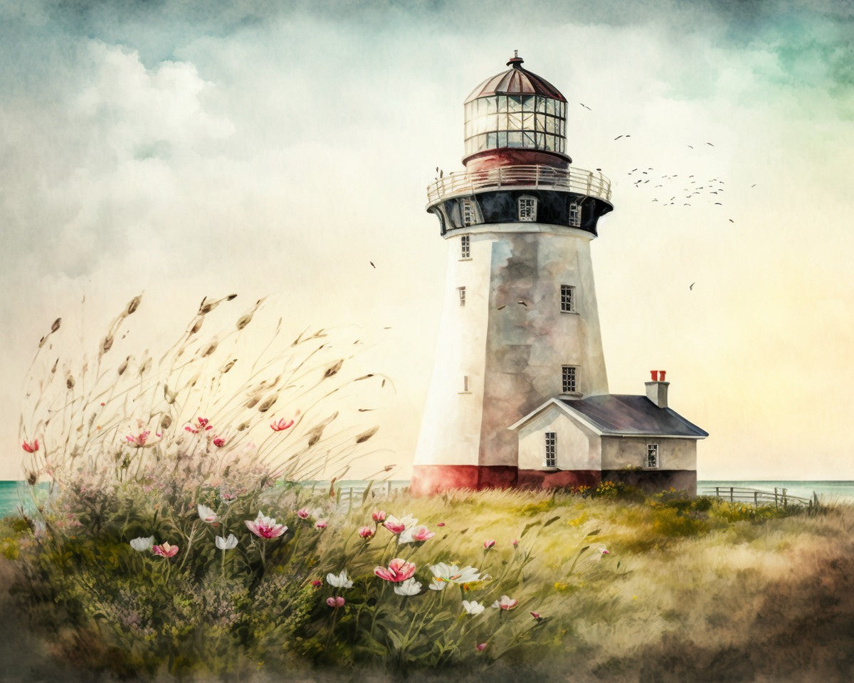 Coastal Lighthouse Bloom – Paint by Numbers Kit