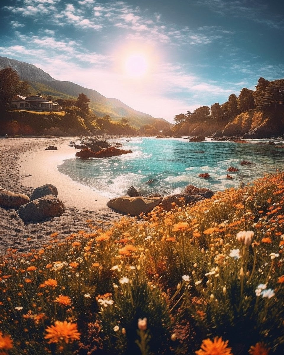 Sunlit Coastal Wildflowers – Paint by Numbers Kit