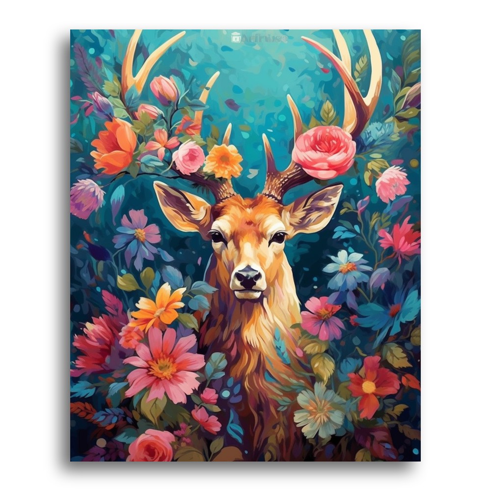 Floral Stag Majesty – Paint by Numbers Kit