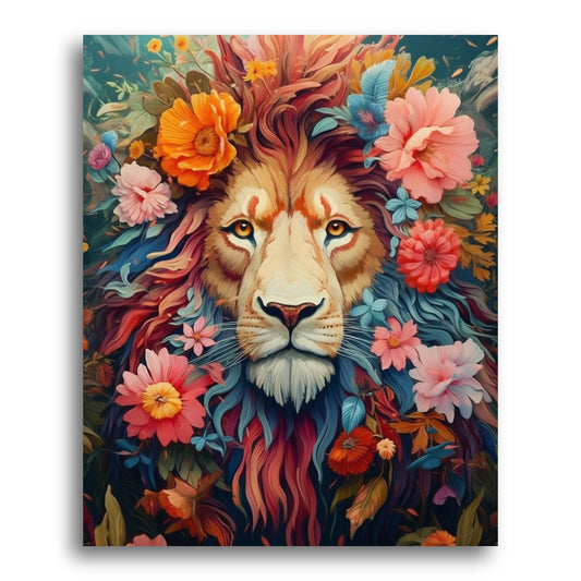 Floral Lion Majesty – Paint by Numbers Kit
