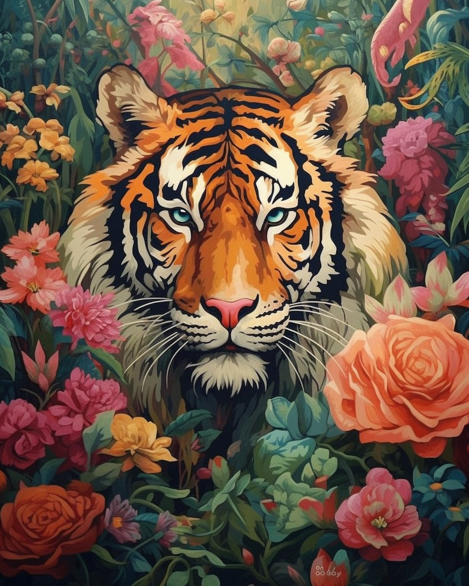 Regal Tiger Bloom – Paint by Numbers Kit
