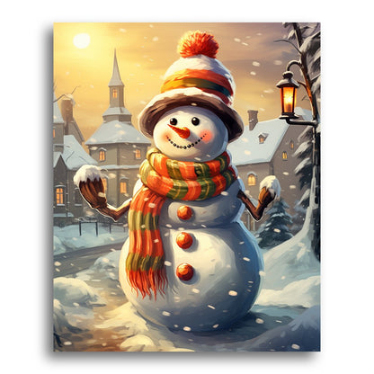 Cheerful Snowman Glow – Paint by Numbers Kit