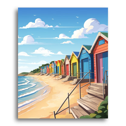Colorful Beach Huts – Paint by Numbers Kit