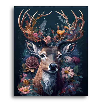 Floral Stag Majesty – Paint by Numbers Kit