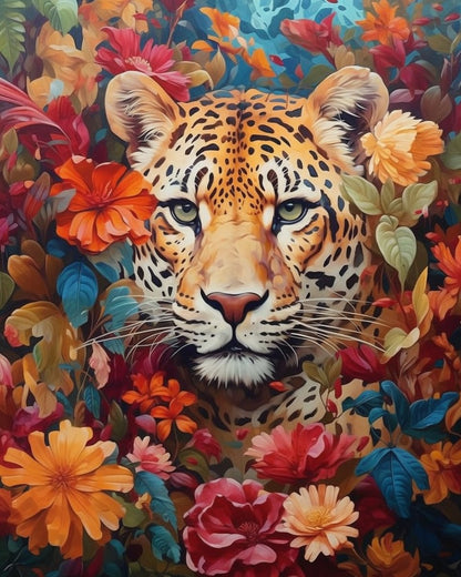 Floral Jaguar Majesty – Paint by Numbers Kit