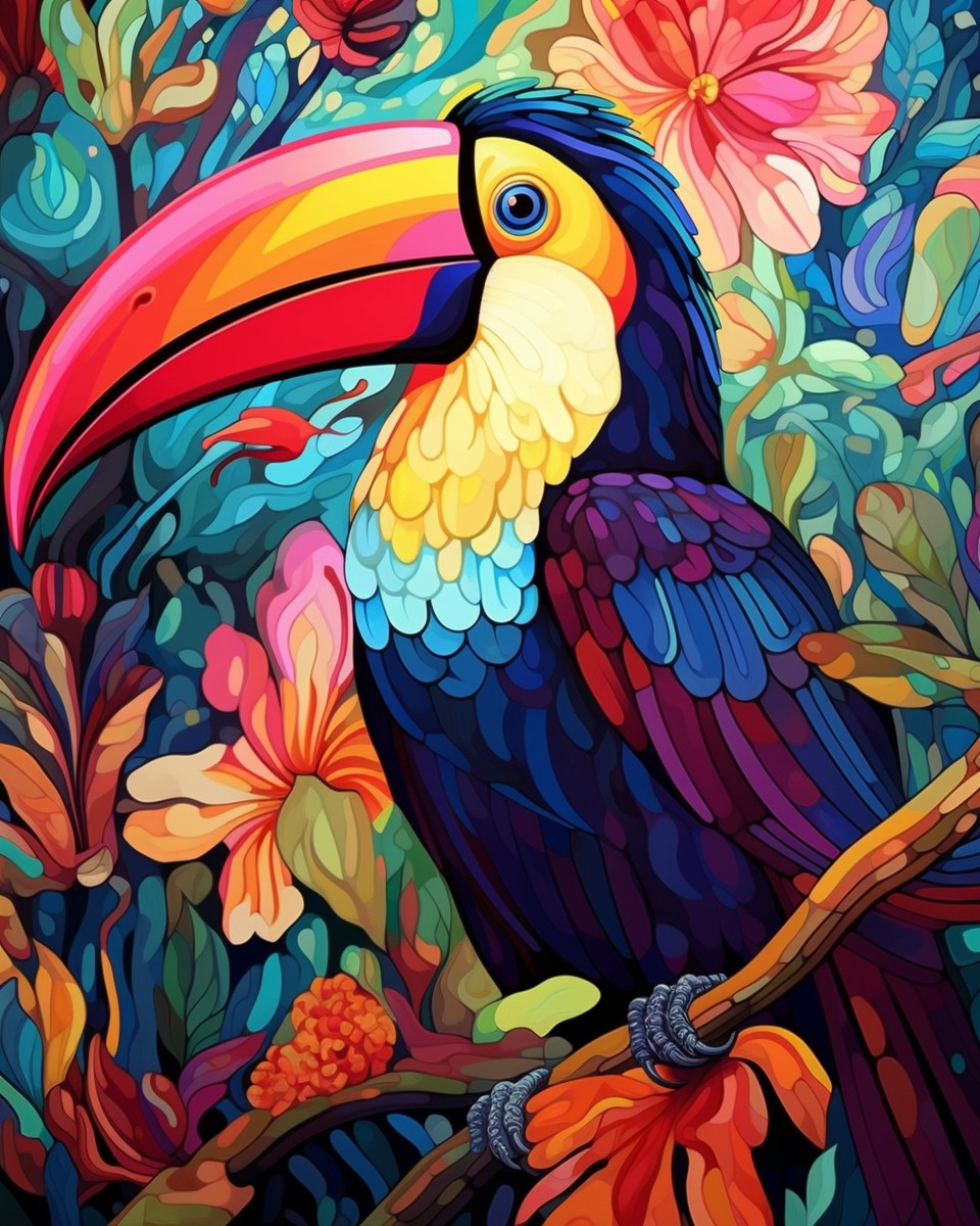 Vibrant Toucan Bloom – Paint by Numbers Kit
