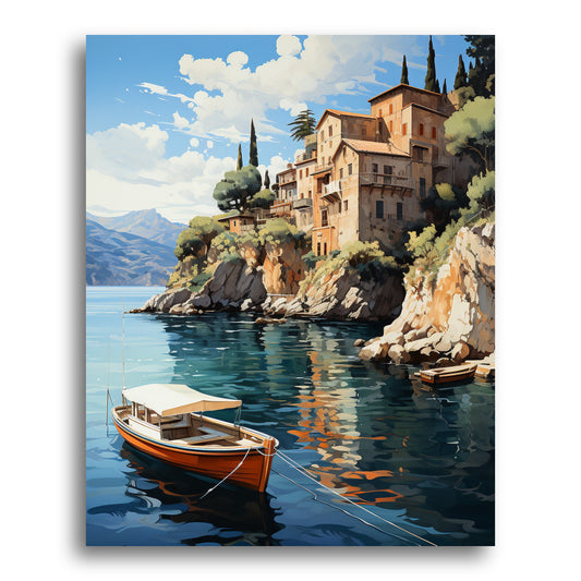 Village Boat Harbor – Paint by Numbers Kit