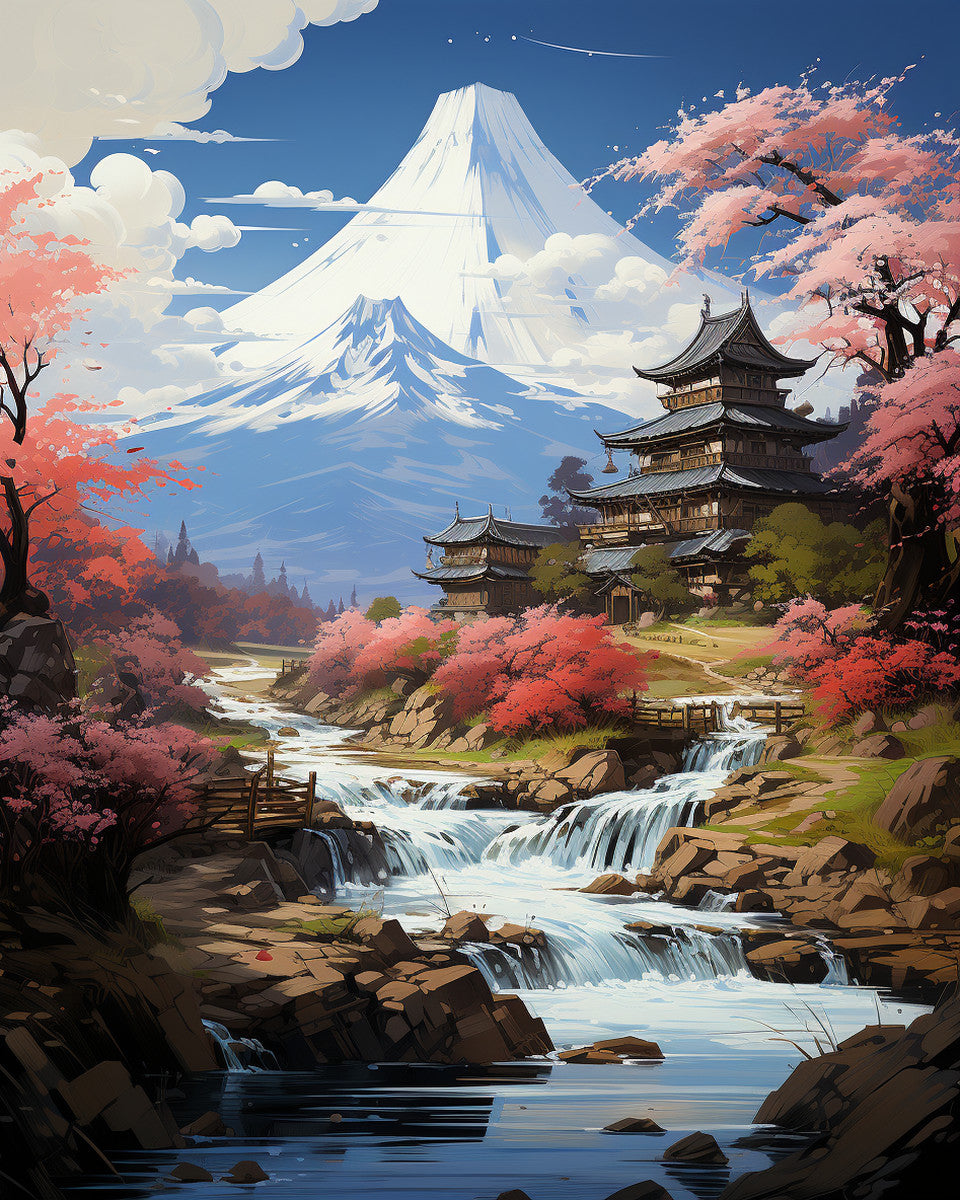 Spring by the Pagoda – Paint by Numbers Kit