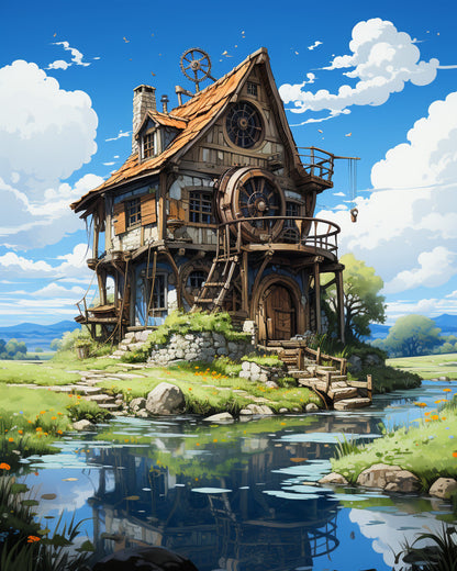 The Waterwheel Cottage – Paint by Numbers Kit