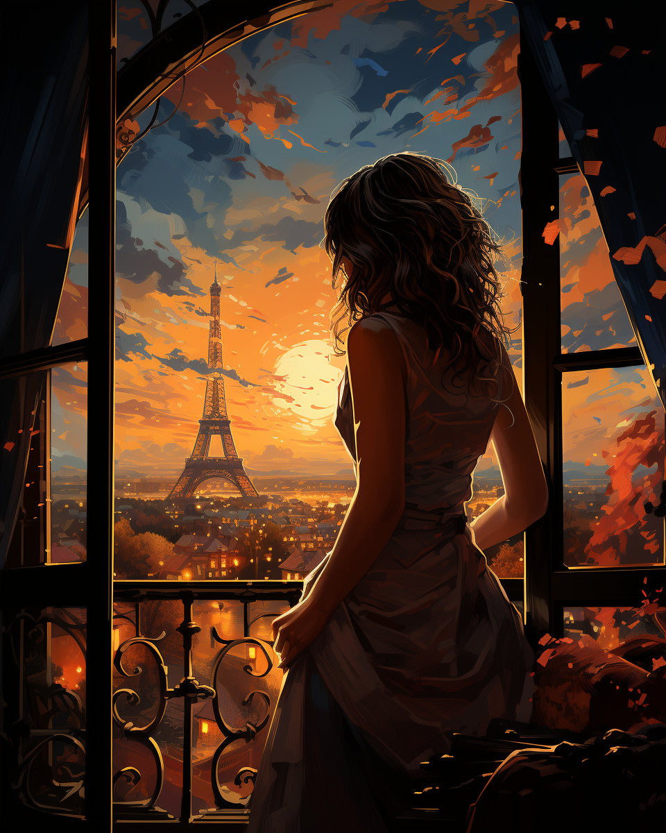 Dusk at the Paris Window – Paint by Numbers Kit
