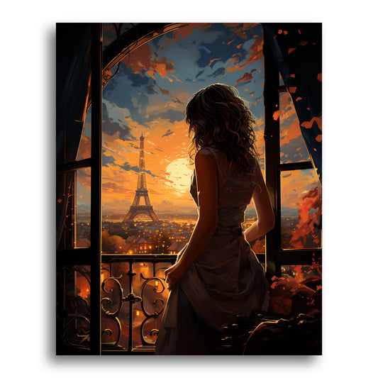Dusk at the Paris Window – Paint by Numbers Kit