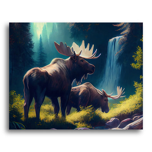 Moose by the Waterfall – Paint by Numbers Kit