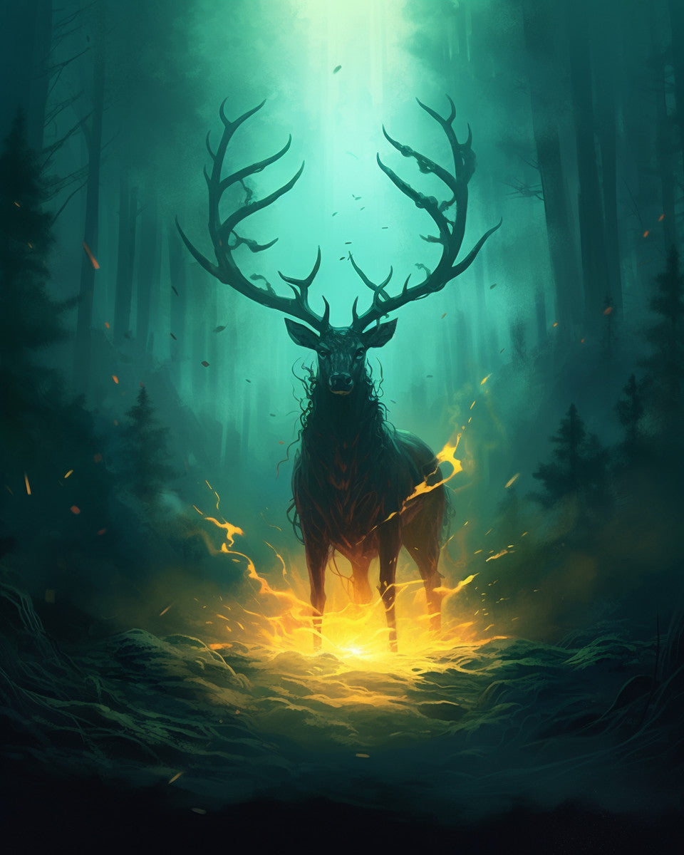 The Stag's Ember Stand – Paint by Numbers Kit