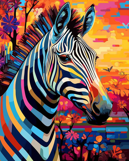 Zebra Among Blossoms – Paint by Numbers Kit