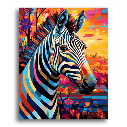 Zebra Among Blossoms – Paint by Numbers Kit