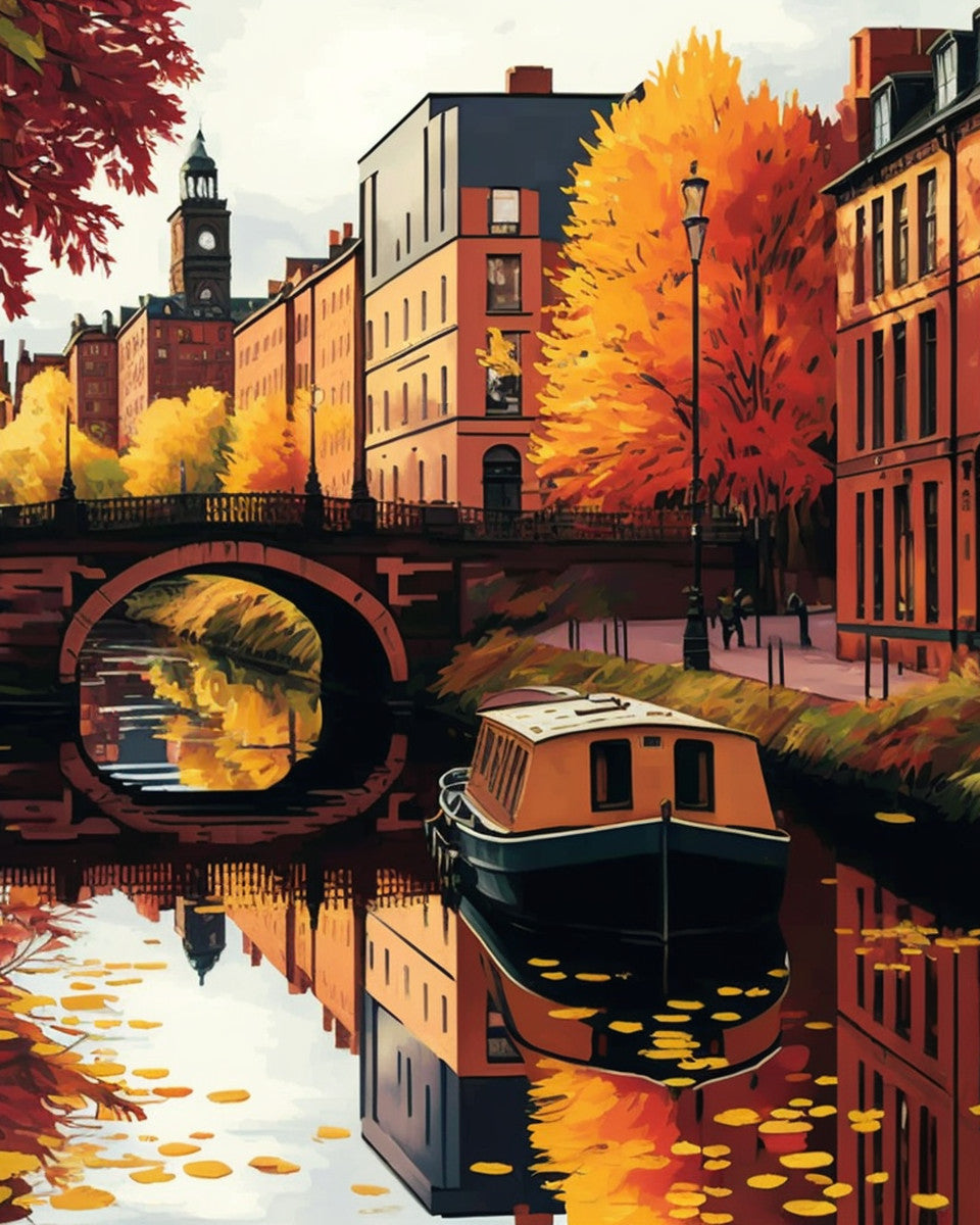 Canal Boat Reflection – Paint by Numbers Kit