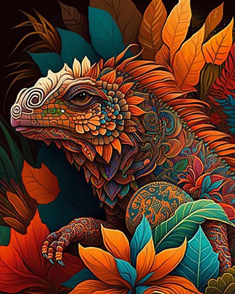 Ornate Iguana Garden – Paint by Numbers Kit