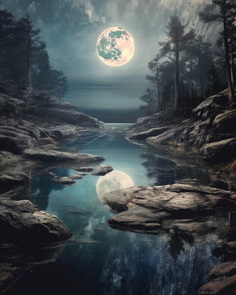 Full Moon Over Lake – Paint by Numbers Kit