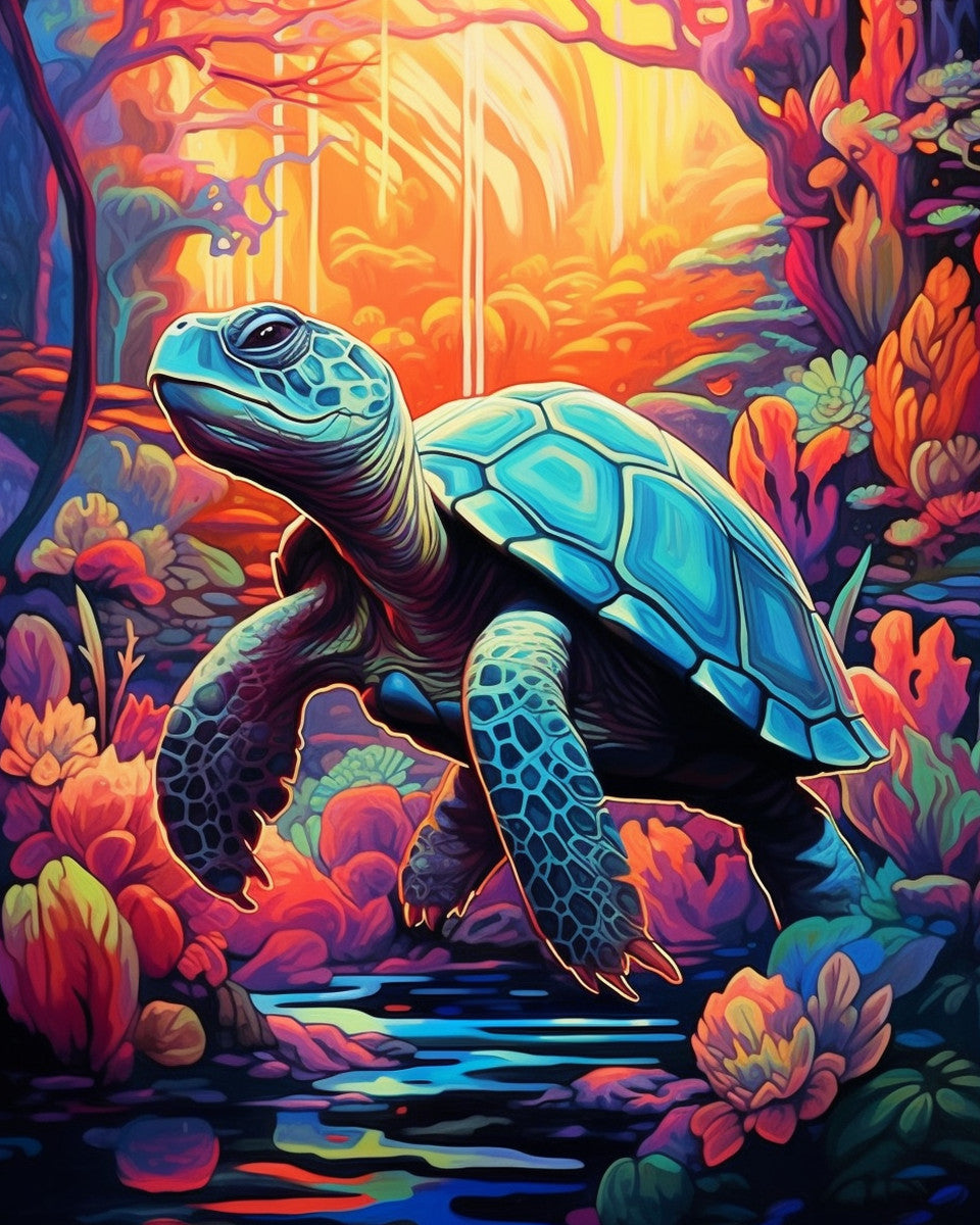 Underwater Turtle Drift – Paint by Numbers Kit