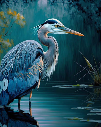 Heron Among Reeds – Paint by Numbers Kit