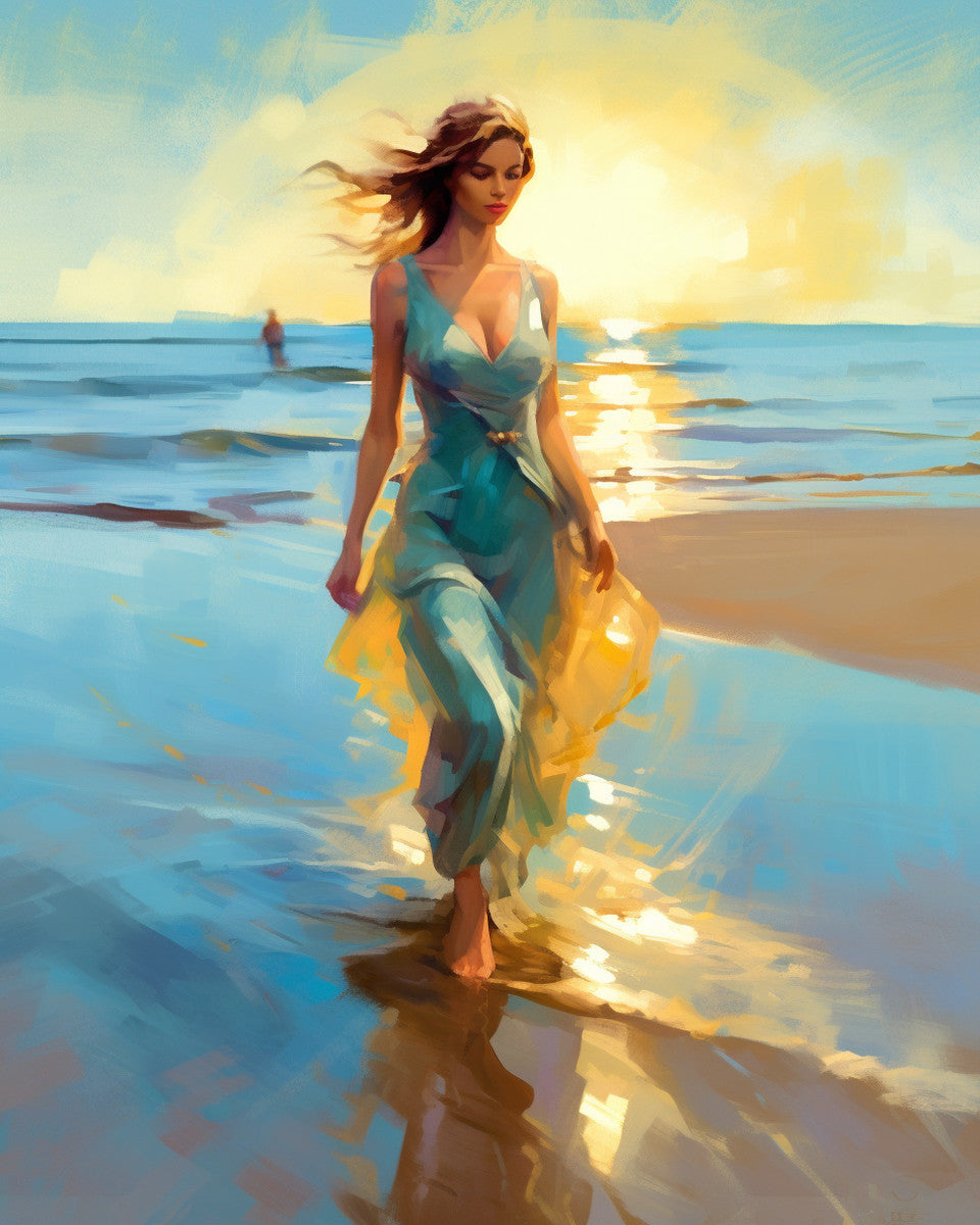 Blue Dress by the Sea – Paint by Numbers Kit