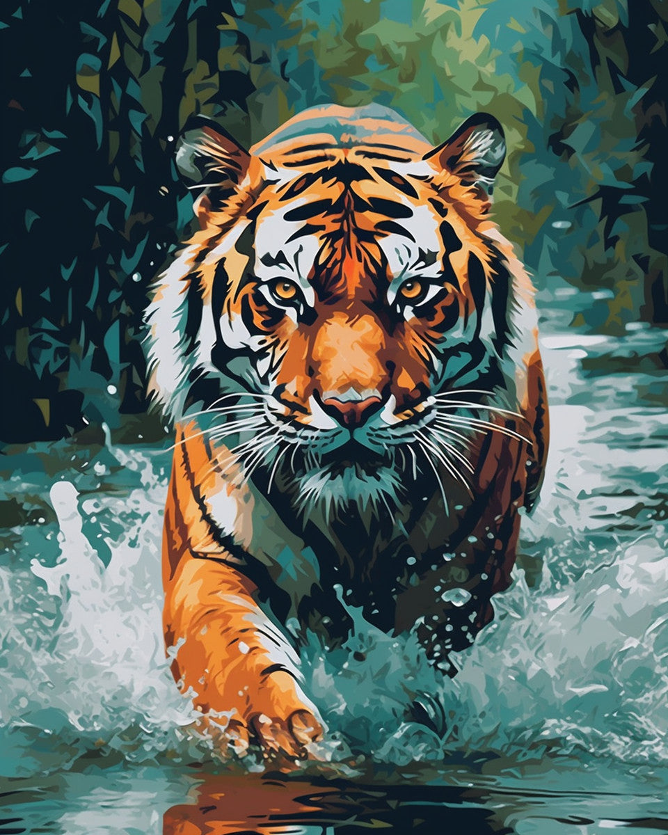 Tiger at the Water's Edge – Paint by Numbers Kit