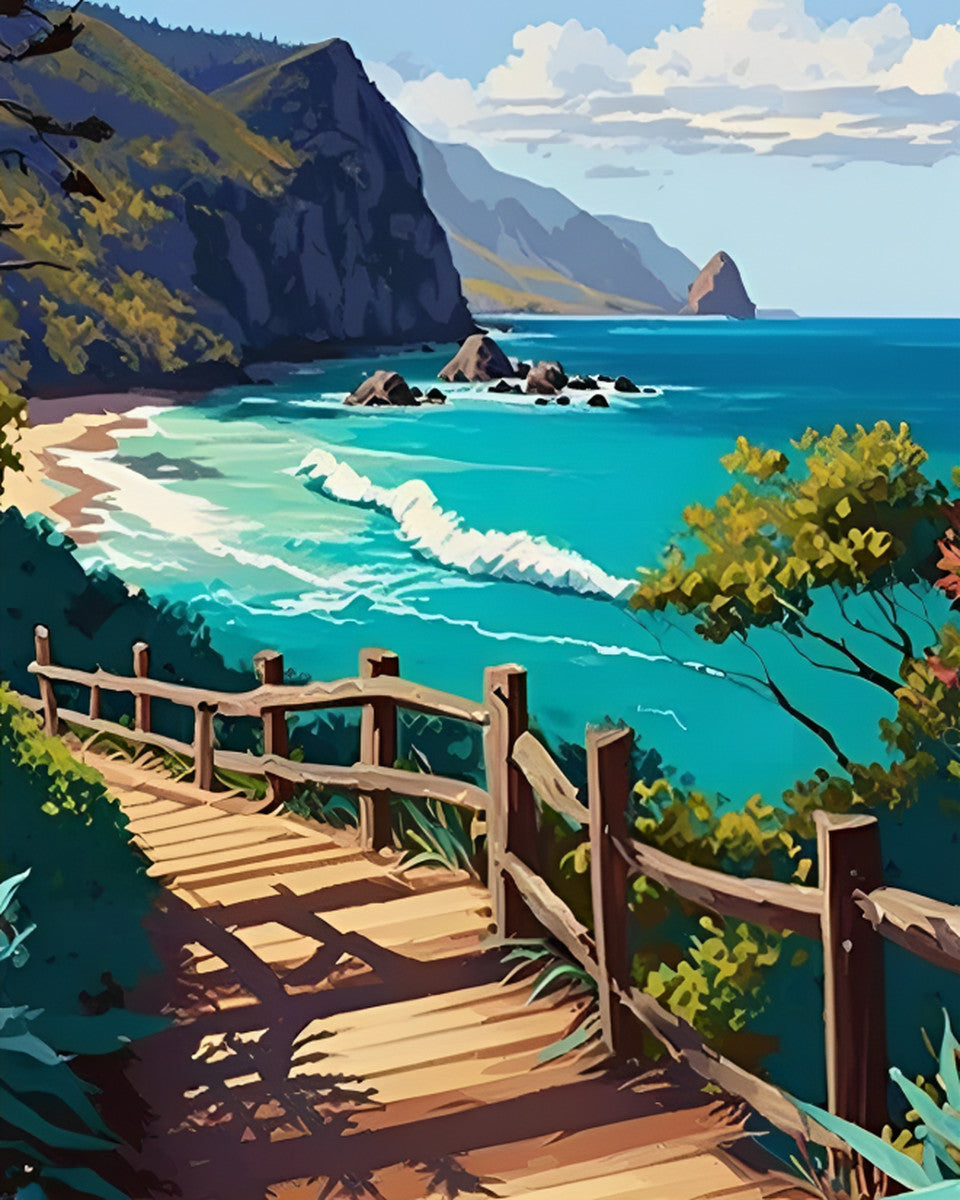 Coastal Walkway View – Paint by Numbers Kit