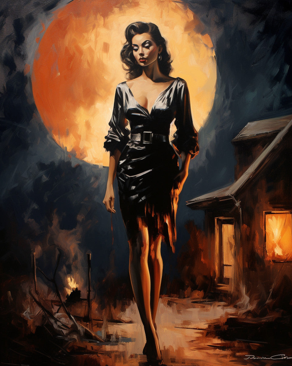 Woman Beneath Orange Moon – Paint by Numbers Kit