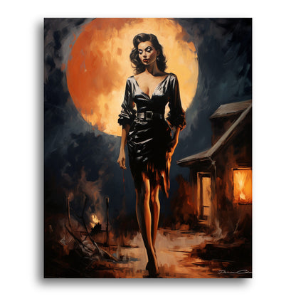 Woman Beneath Orange Moon – Paint by Numbers Kit