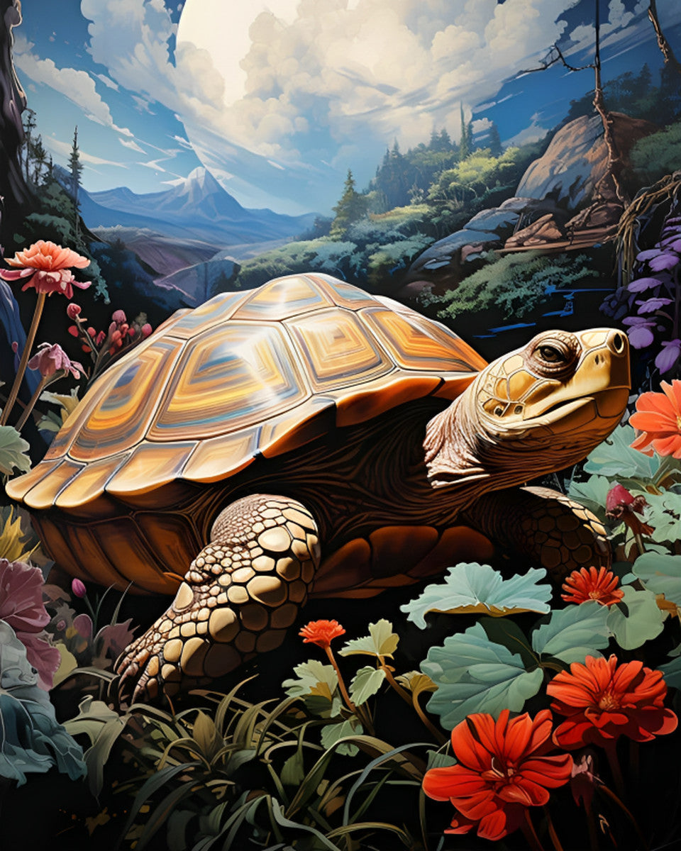 Turtle Among Wildflowers – Paint by Numbers Kit